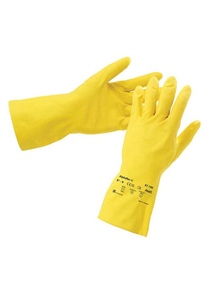 Ansell قفاز أنسل ألفا تيك® 87-190 إكونوهاند من اللاتكس المطاطي الطبيعي الأصفر - Image 3