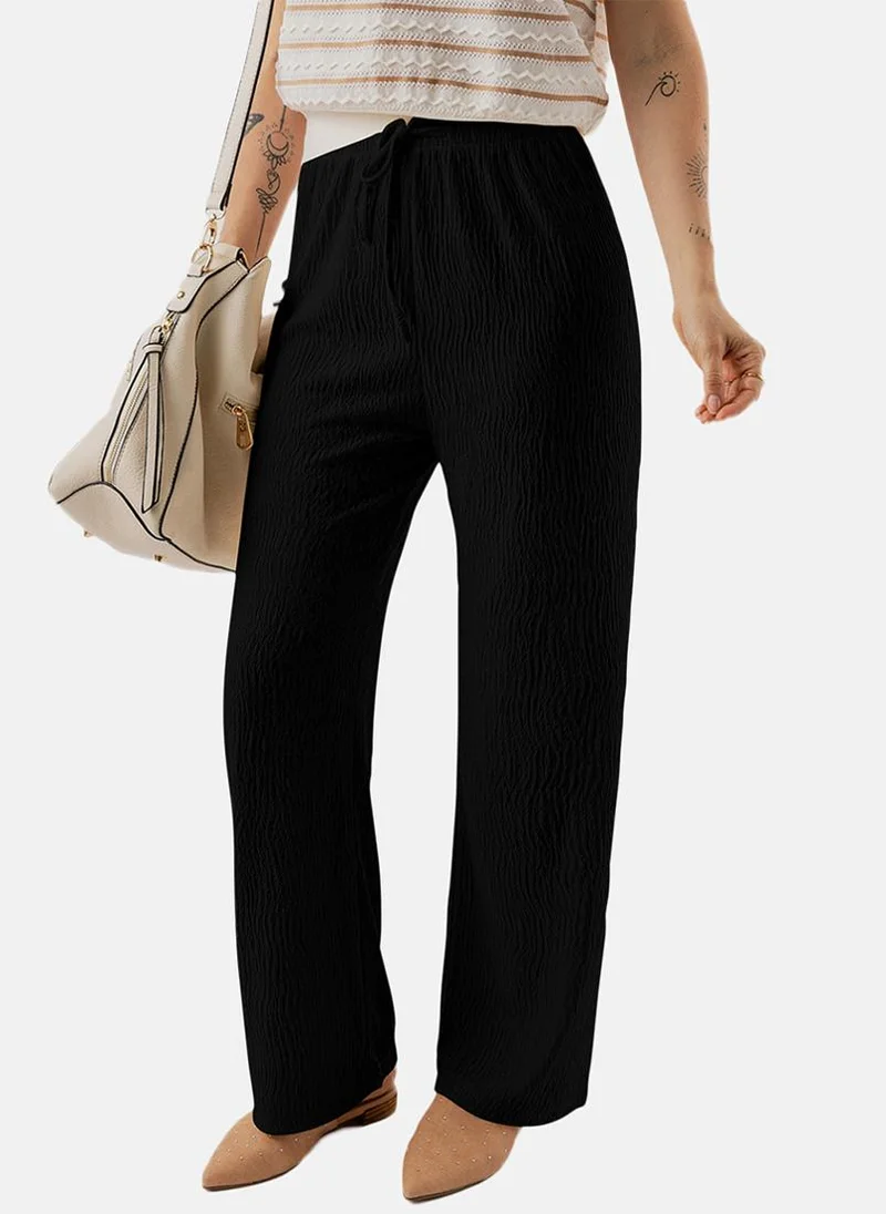 YUNIQEE Black Plain Casual Trouser