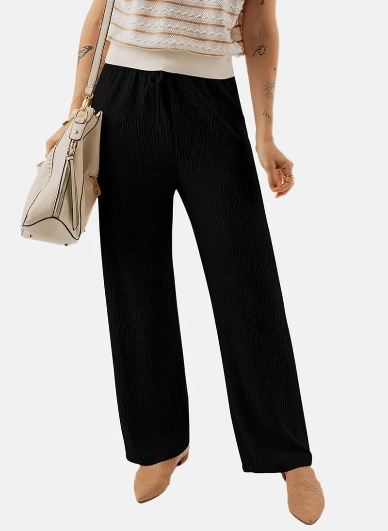 YUNIQEE Black Plain Casual Trouser