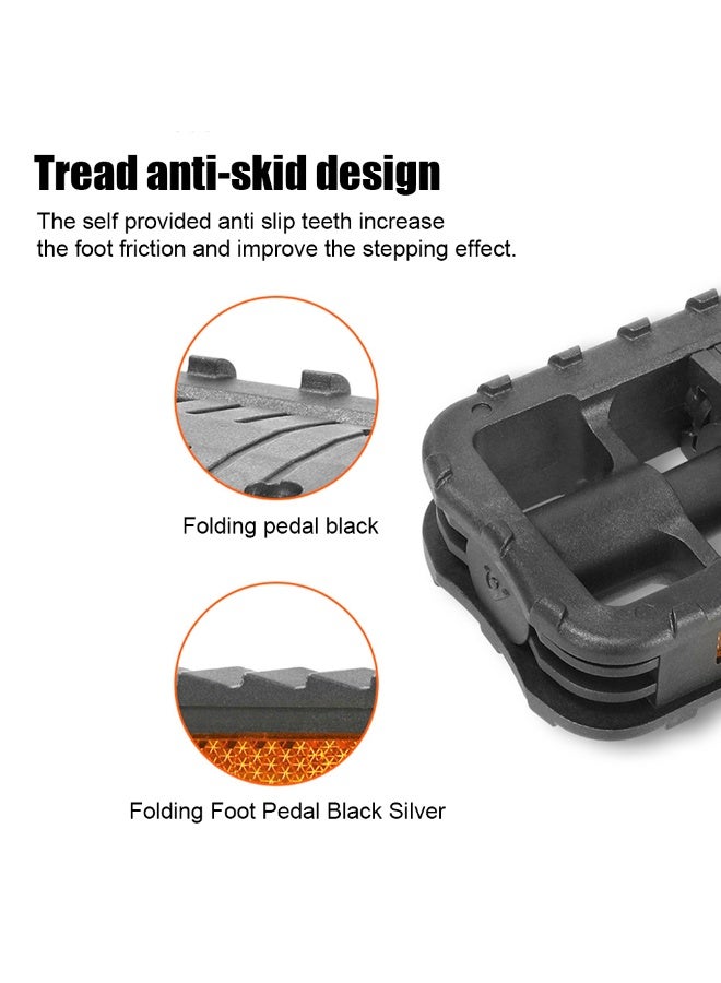 Chabeia 1Pair Folding Bicycle Bike Pedals ,Non-slip Bicycle Pedal Footboard with Reflective Strips , Wide Flat Pedals,Riding Accessories for Folding Bike Electric Vehicle,Urban Cycling Pedals - Image 3