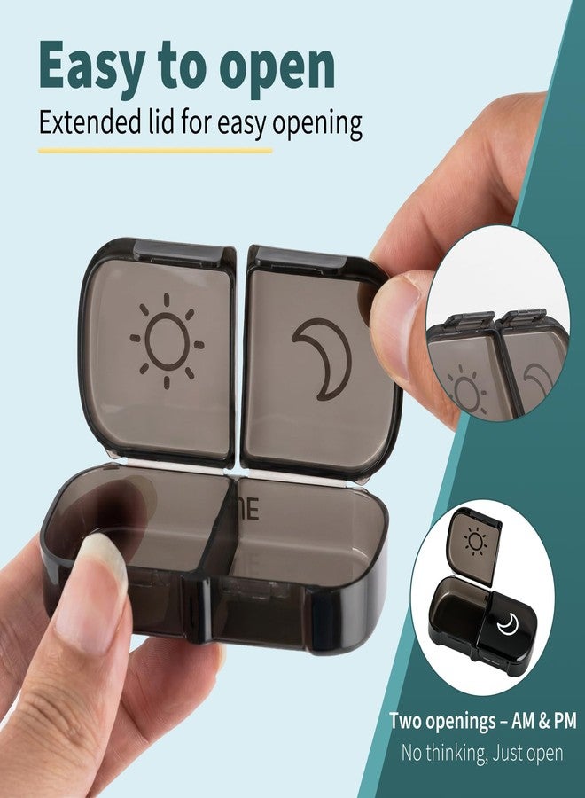 Fevbcnrj Vitamin Organizer, Gummy Vitamin Holder Daily Travel Pill Case, Weekly 7 Day Pill Box with Dual Layer Design, Two Openings, Easy to Open Medicine Keeper for Vitamins, Medications (Black - Image 5