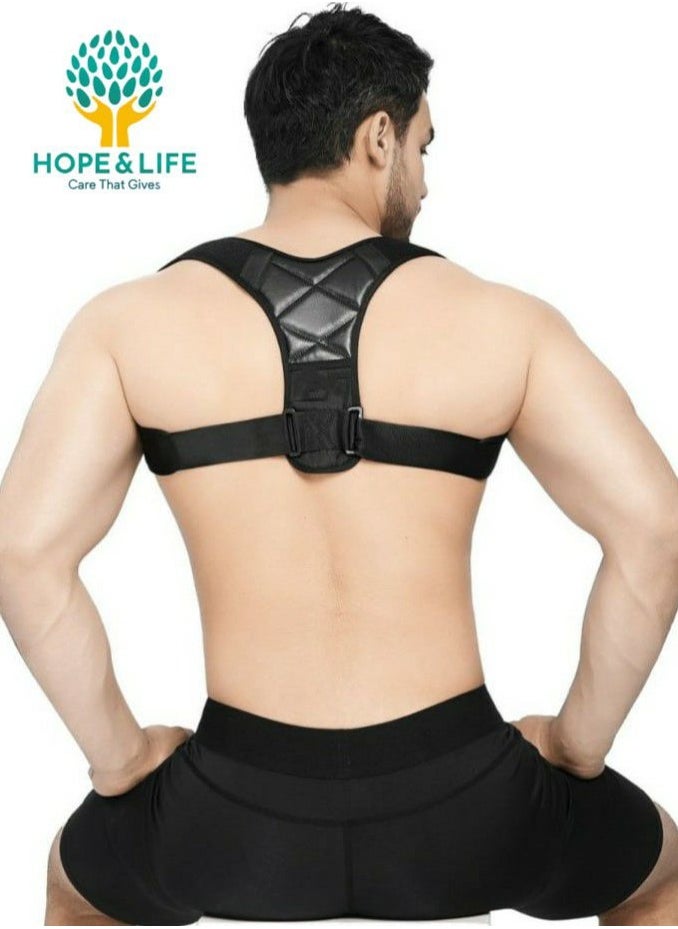 Hope And Life Adjustable Shoulder Support Brace, Posture Corrector, Neck Pain Relief - One Size - For Men And Women  - Image 1