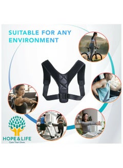 Hope And Life Adjustable Shoulder Support Brace, Posture Corrector, Neck Pain Relief - One Size - For Men And Women  - Image 3