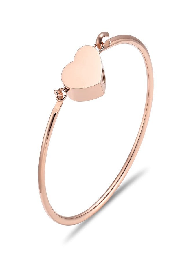 Hearbeingt Heart Urn Bracelet for Ashes Cremation Jewelry Stainless Steel Memorial Bracelets for Women Ash Holder for Human Pets Keepsake Jewelry for Loved Ones with Fill Tool(Rose Gold) - Image 1