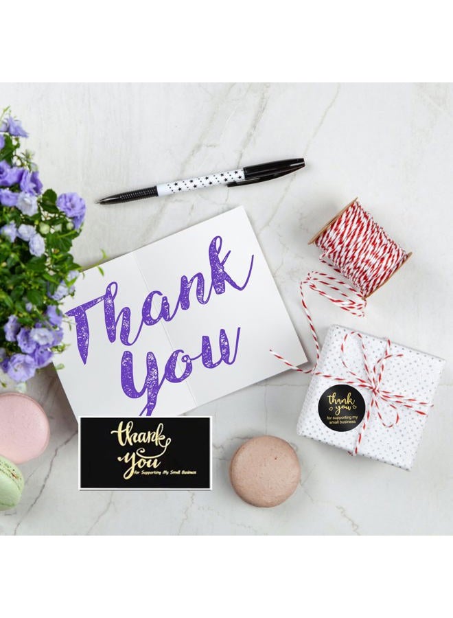 Lefiocky 1120 Pcs Thank Cards and Stickers Set 1.5 Inch with Gold Foil Lettering Thank for Supporting My Small Business Tiny Thank You Cards and Resealable Packaging Bag for Business - Black - Image 5