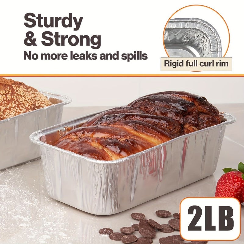 30pcs Disposable Aluminum Foil Bread Pans 8.6x4.5 Inch For Baking - Image 2