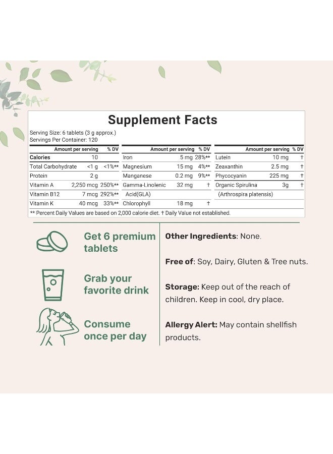 Micro Ingredients Organic Spirulina Supplement (3000/Serving, 720 Tablets) - Image 3