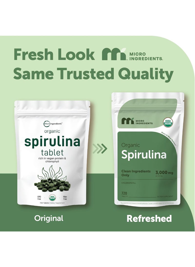 Micro Ingredients Organic Spirulina Supplement (3000/Serving, 720 Tablets) - Image 4