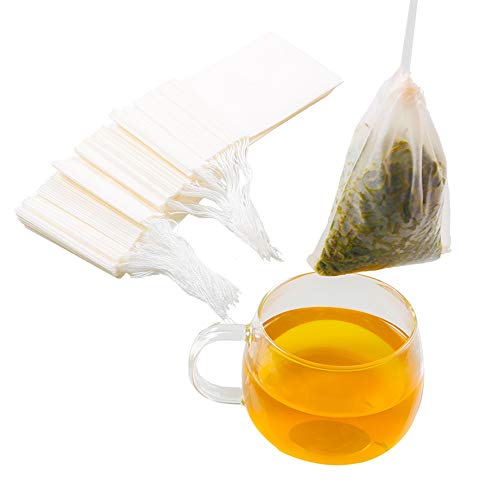 Tinkee Tea Filter bags, safe and natural material, disposable tea infuser, empty tea bag with drawstring for loose leaf tea, set of 100（3.15 x 3.94 inch ） (White) - Image 1