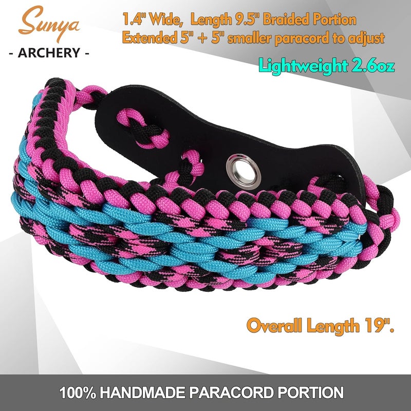 Sunya Archery Bow Wrist Sling, 550 Paracord Strap Comfortable on Hand.100% Full Grain Leather Yoke, Multiple Camo Colors.Fit Compound Bow Stabilizer & Recurve. - Image 4