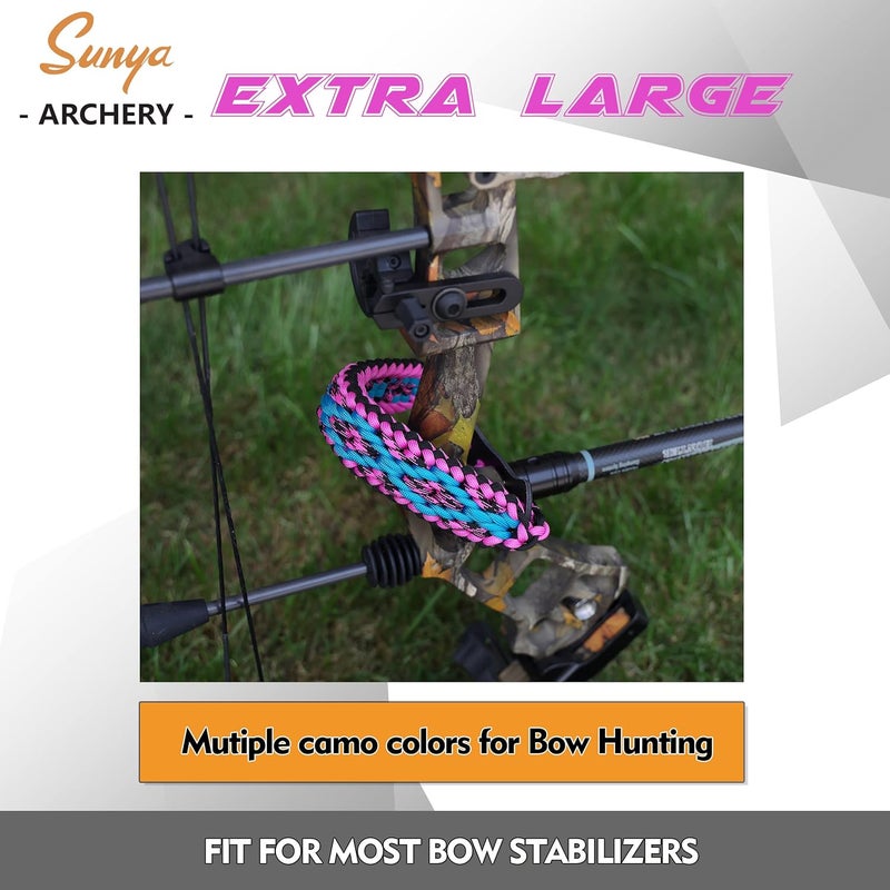 Sunya Archery Bow Wrist Sling, 550 Paracord Strap Comfortable on Hand.100% Full Grain Leather Yoke, Multiple Camo Colors.Fit Compound Bow Stabilizer & Recurve. - Image 2