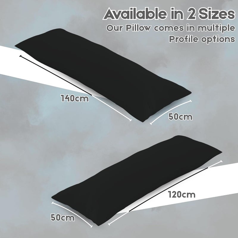 OSBED Soft & Comfy Long Body Pillow for Side Sleepers - 100% Cotton Cover, Black, 50 x 120cm - Image 2