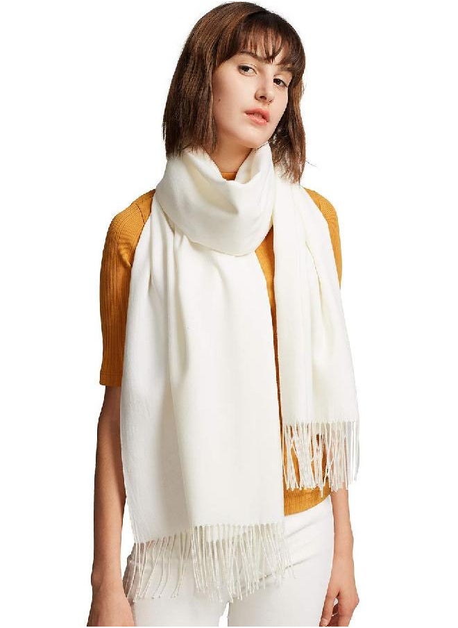 MaaMgic maamgic Womens Large Soft Cashmere Feel Pashmina Shawls Wraps Ladies Light Scarf Ivory  - Image 3