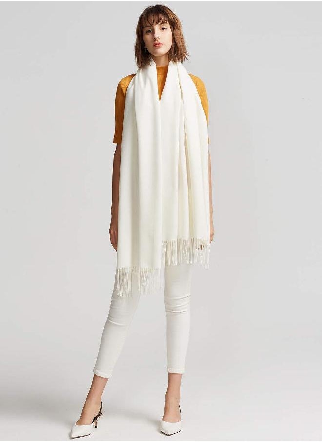 MaaMgic maamgic Womens Large Soft Cashmere Feel Pashmina Shawls Wraps Ladies Light Scarf Ivory  - Image 2