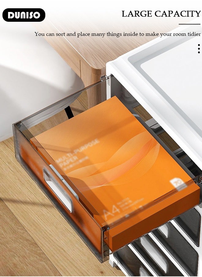 DUNISO 6 Layers Drawer Storage Cabinet Drawer Plastic Containers Box with Wheels 35CM Wide Slit Cabinet Drawer Unit Multipurpose Drawer Storage Organizer for Kitchen Bedroom Bathroom and Living Room  - Image 4