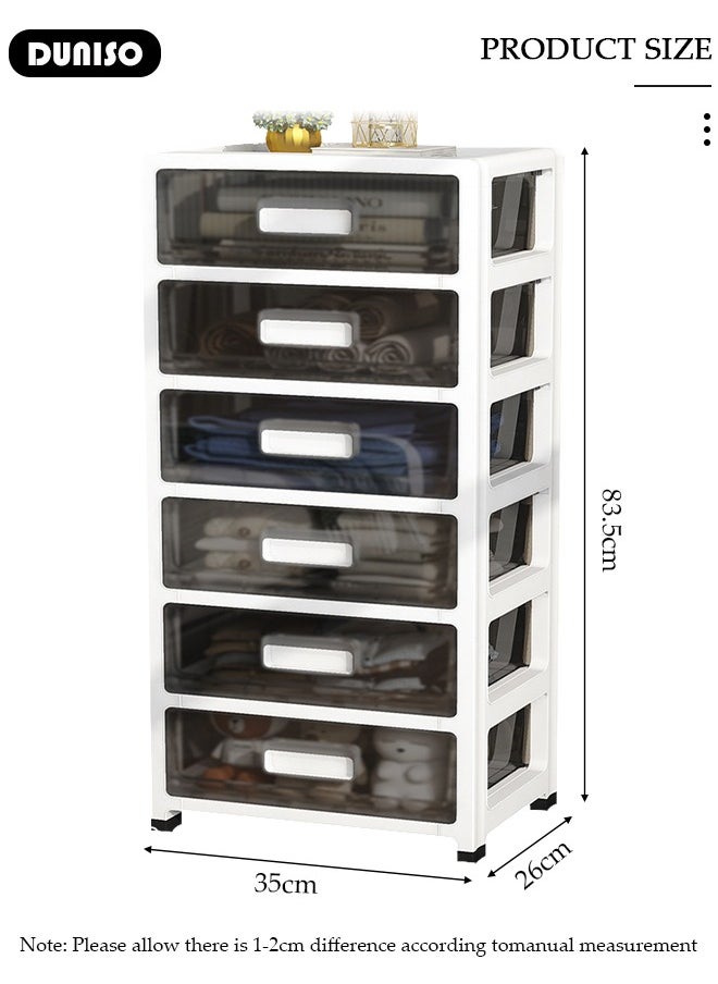 DUNISO 6 Layers Drawer Storage Cabinet Drawer Plastic Containers Box with Wheels 35CM Wide Slit Cabinet Drawer Unit Multipurpose Drawer Storage Organizer for Kitchen Bedroom Bathroom and Living Room  - Image 2