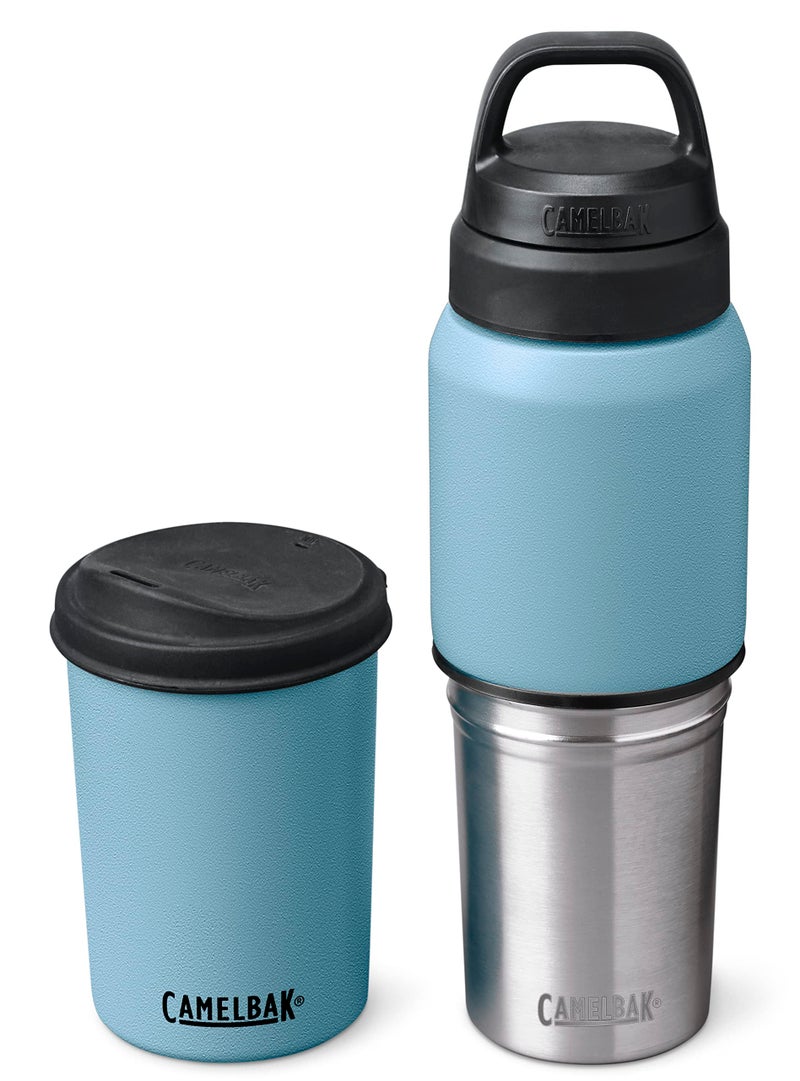 CAMELBAK زجاجة ماء وكوب سفر من كاملباك مالتي بيف - عازل حراري من الفولاذ المقاوم للصدأ - أزرق غسق - زجاجة سعة 17 أونصة وكوب سعة 12 أونصة - Image 5