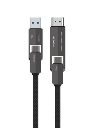 VION 4-in-1 Charging & data transfer cable 240W 1.2m, USB-C & HDMI, 4K @60Hz, 40Gbps Data Transfer Speed, Fast Charging , For iPhone 17 & 16, Samsung Galaxy, iPad, Laptop - Black