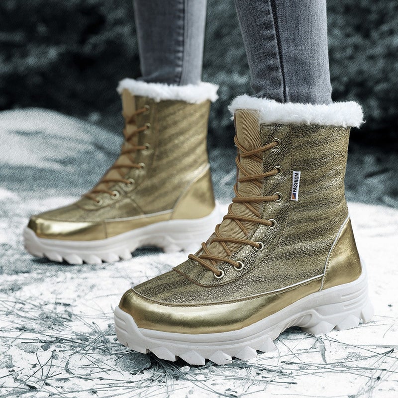 Women'S Snow Boots 2025 Winter Fleece-Lined Thickened Cold-Proof Warm Leg Protection High-Top Cotton Shoes Versatile Non-Slip Hiking Shoes - Image 5