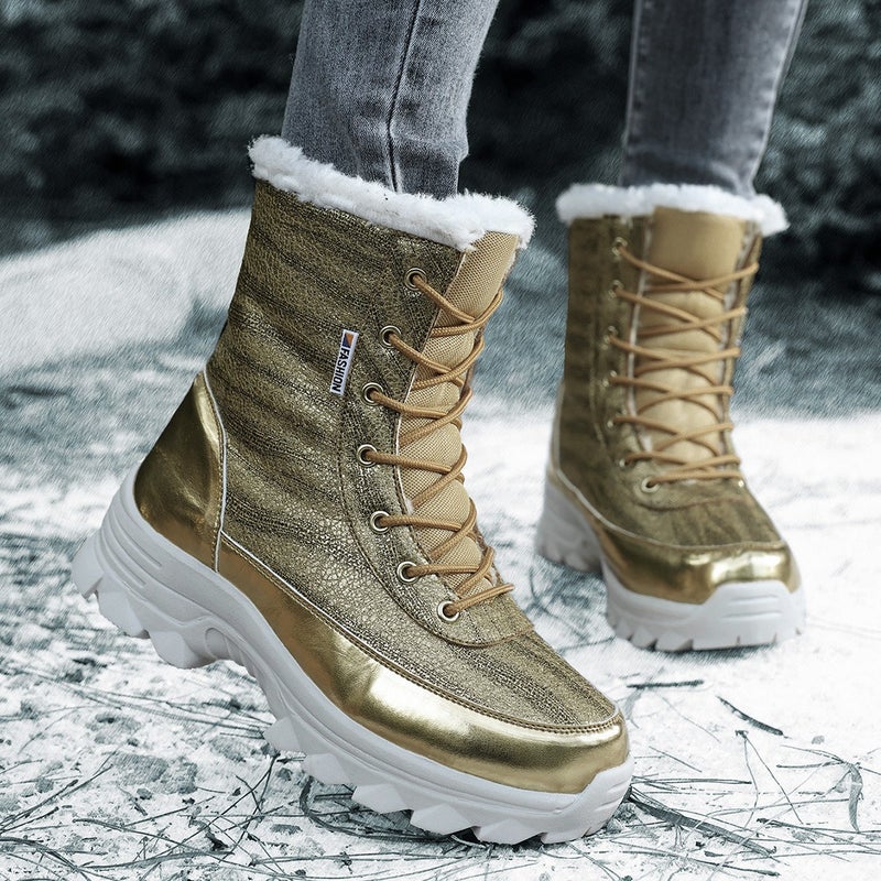 Women'S Snow Boots 2025 Winter Fleece-Lined Thickened Cold-Proof Warm Leg Protection High-Top Cotton Shoes Versatile Non-Slip Hiking Shoes - Image 2