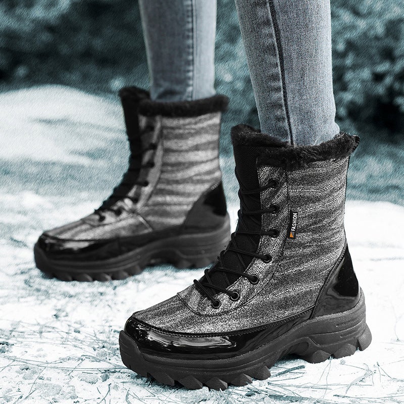 Women'S Snow Boots 2025 Winter Fleece-Lined Thickened Cold-Proof Warm Leg Protection High-Top Cotton Shoes Versatile Non-Slip Hiking Shoes - Image 1