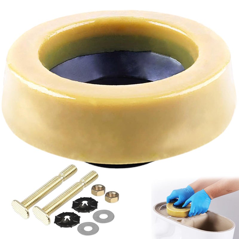 Toilet Wax Ring Extra Thick with Reinforced Polyurethane Core for Sealing Against GasOdor and Water Leaks Toilet Wax Ring with Metal Studs for 3 and 4 Waste LinesYellow 1Pack