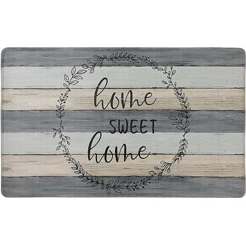 Home Dynamix Cozy Living Home Sweet Home Modern Farmhouse Runner Anti-Fatigue Kitchen Mat, Non-Slip Floor Mat, Padded Standing Desk Mat, Grey/Beige, 17.5"x30" - Image 1