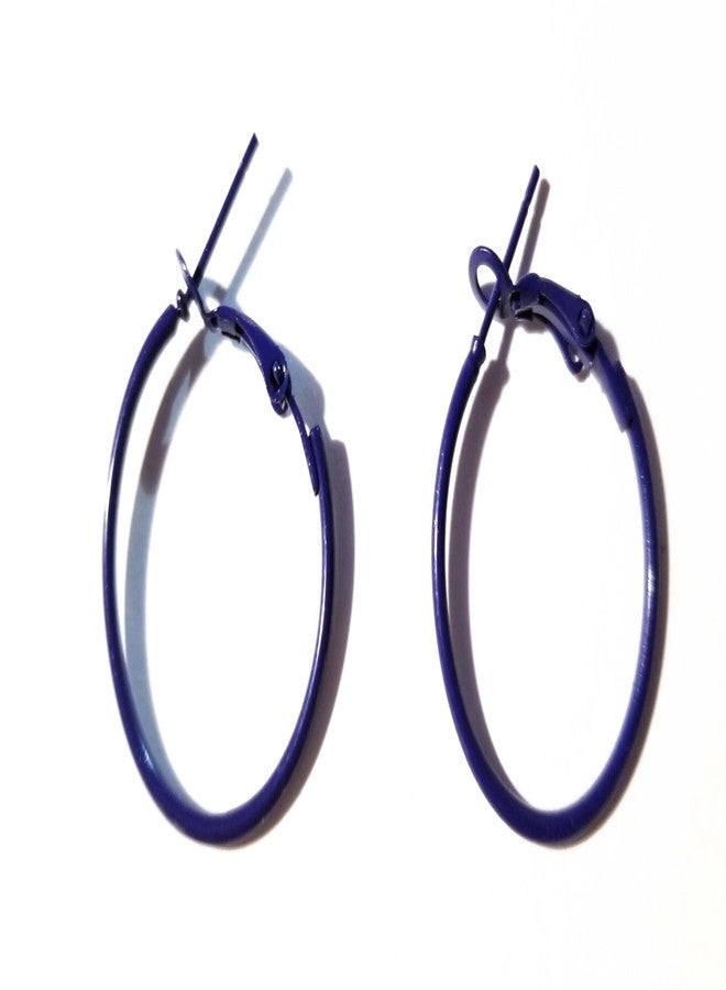 Divas Diggables Navy Hoops Dark Blue Hoop Earrings 1.5 inch Hoop Earrings - Image 1