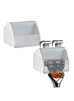 Linkidea Linkidea 2 Pack Razor Holder Stand for Shower Wall, Waterproof Shaver Holder, Razor Holder Compatible with Gillette Fusion 5 Power, Dorco Pace 6 Pro (White) 