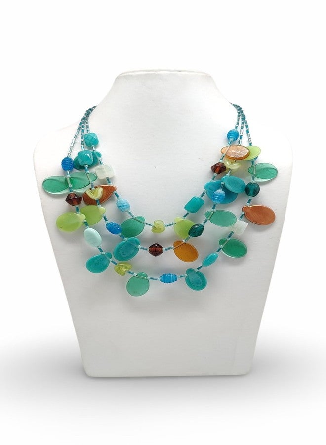 DCA Multicolor Glass Women Necklace (Orange-Green) - Image 5