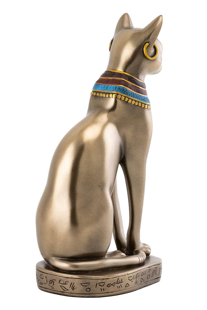 Top Collection 8" H Egyptian Cat Goddess Bastet Figurine. Authentic Replica to Honor Your Beloved Feline. Bronze Powder Mixed with Resin - Bronze Finish with Color Accents. - Image 3