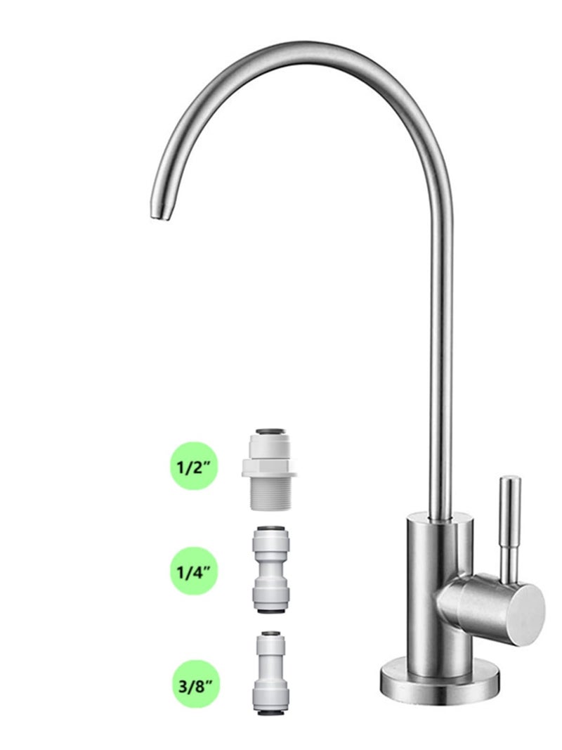 Drinking Water Faucet for Kitchen100 LeadFree Reverse Osmosis FaucetsStainless Steel Kitchen Filtered Water FaucetsBrushed Nickel RO Faucet with Longer Thread Pipe