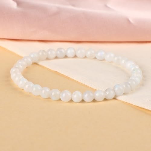 LPBeads Handmade Natural Gemstone Stretch Elastic 4mm Moonstone Bracelet Healing Crystal Round Stone Beads Jewelry Gifts for Women Men - Image 3