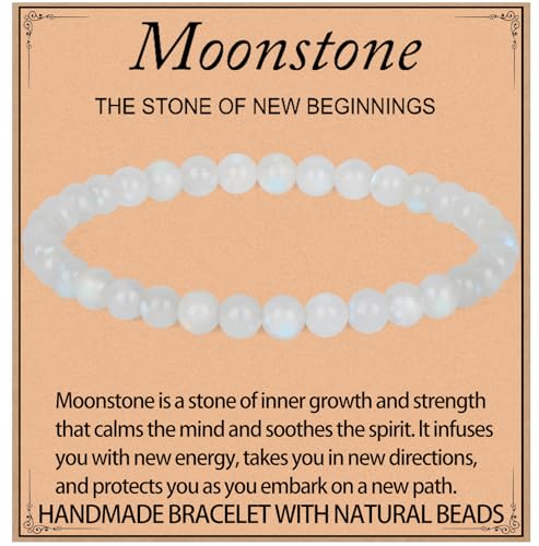 LPBeads Handmade Natural Gemstone Stretch Elastic 4mm Moonstone Bracelet Healing Crystal Round Stone Beads Jewelry Gifts for Women Men - Image 1