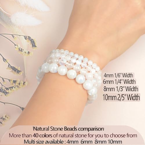 LPBeads Handmade Natural Gemstone Stretch Elastic 4mm Moonstone Bracelet Healing Crystal Round Stone Beads Jewelry Gifts for Women Men - Image 5