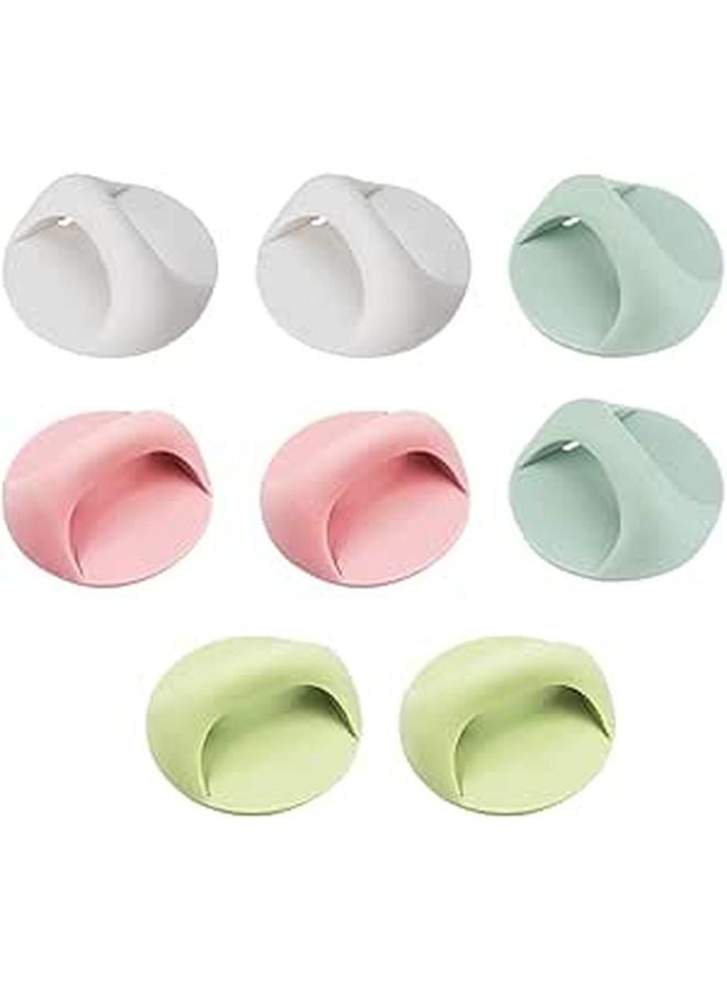 8Pcs Self Adhesive Multipurpose Cabinet Handles For Wardrobe Drawer Safe Punch Free Installation White Pink Blue Green - Image 1