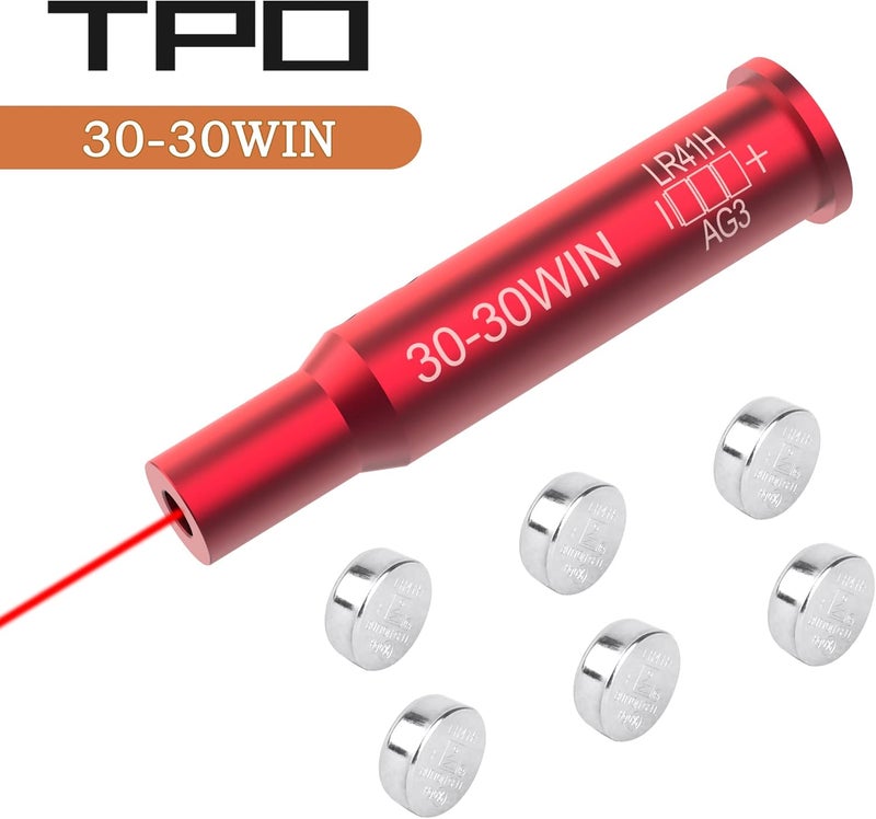 TPO .223/.308/30-30/30-06/.350 Legend/300BLK/6.5 Creedmoor/450 Bushmaster/338/Crossbow/.300 Win/7.62X54R/6.5 Grendel/5.7x28/.458 Socom Red Laser Bore Sight w/ 6 Batteries - Image 2