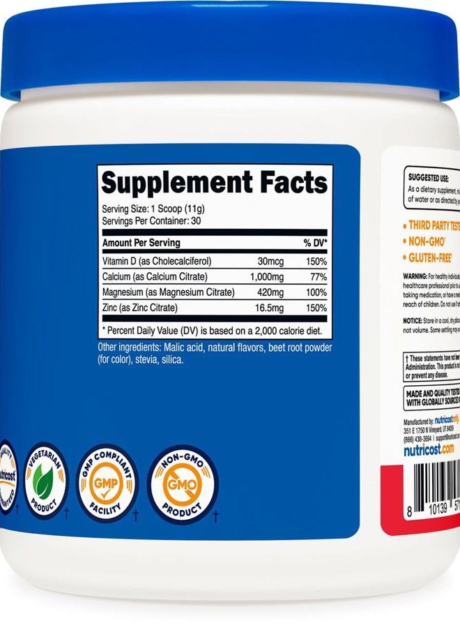 Nutricost مسحوق الكالسيوم والمغنيسيوم والزنك مع فيتامين د3، 30 حصة (نكهة فواكه البونش) - Image 2