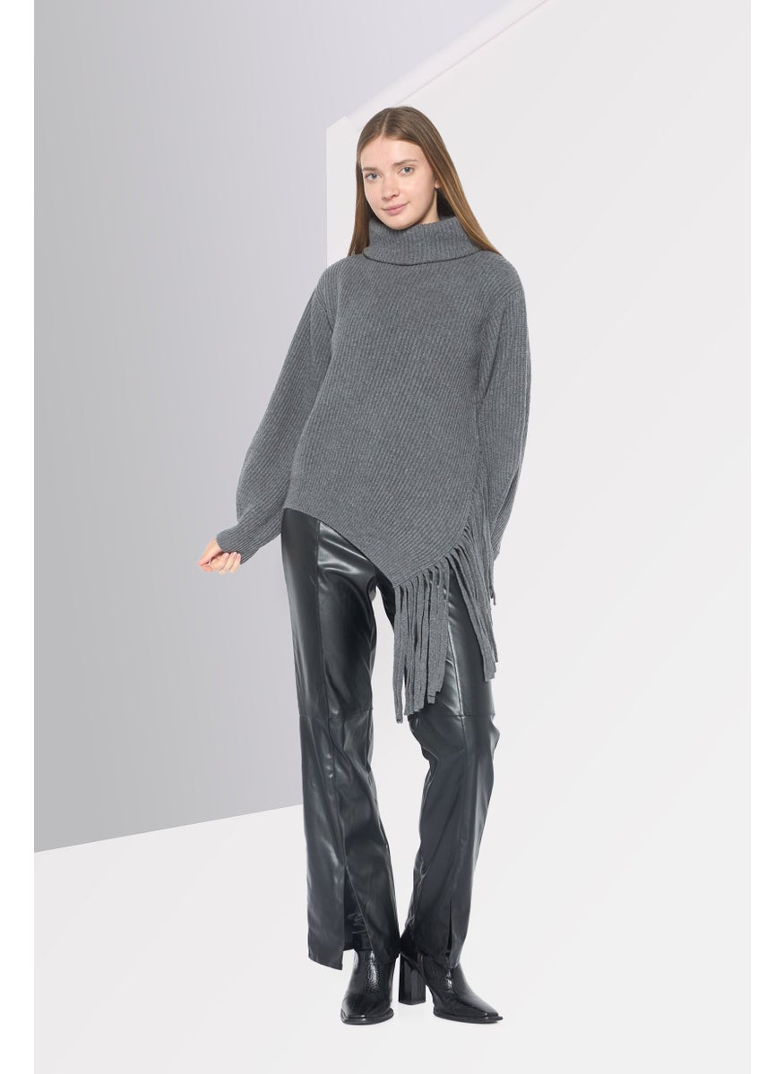 STELLA MCCARTNEY Women Turtle Neck Fringed Sweater, Grey  - Image 3