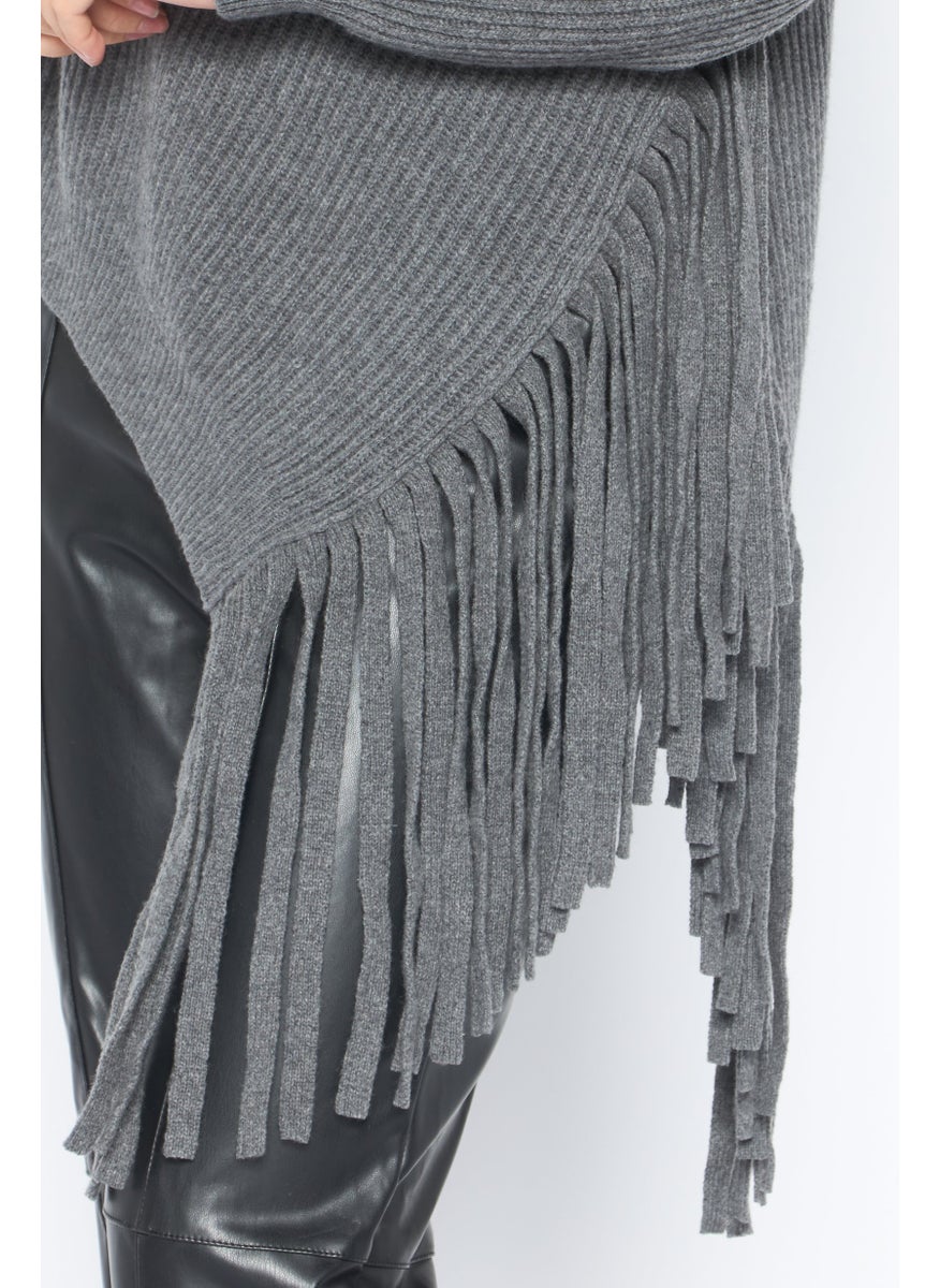 STELLA MCCARTNEY Women Turtle Neck Fringed Sweater, Grey  - Image 2