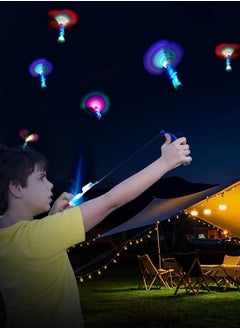 LED Slingshot Flying, 12 Arrow Helicopters +12 Launchers, Slingshot Magic Arrow Helicopter Light Up Supplies for Kids, Outdoor, Summer Party Toys(Random Colors)