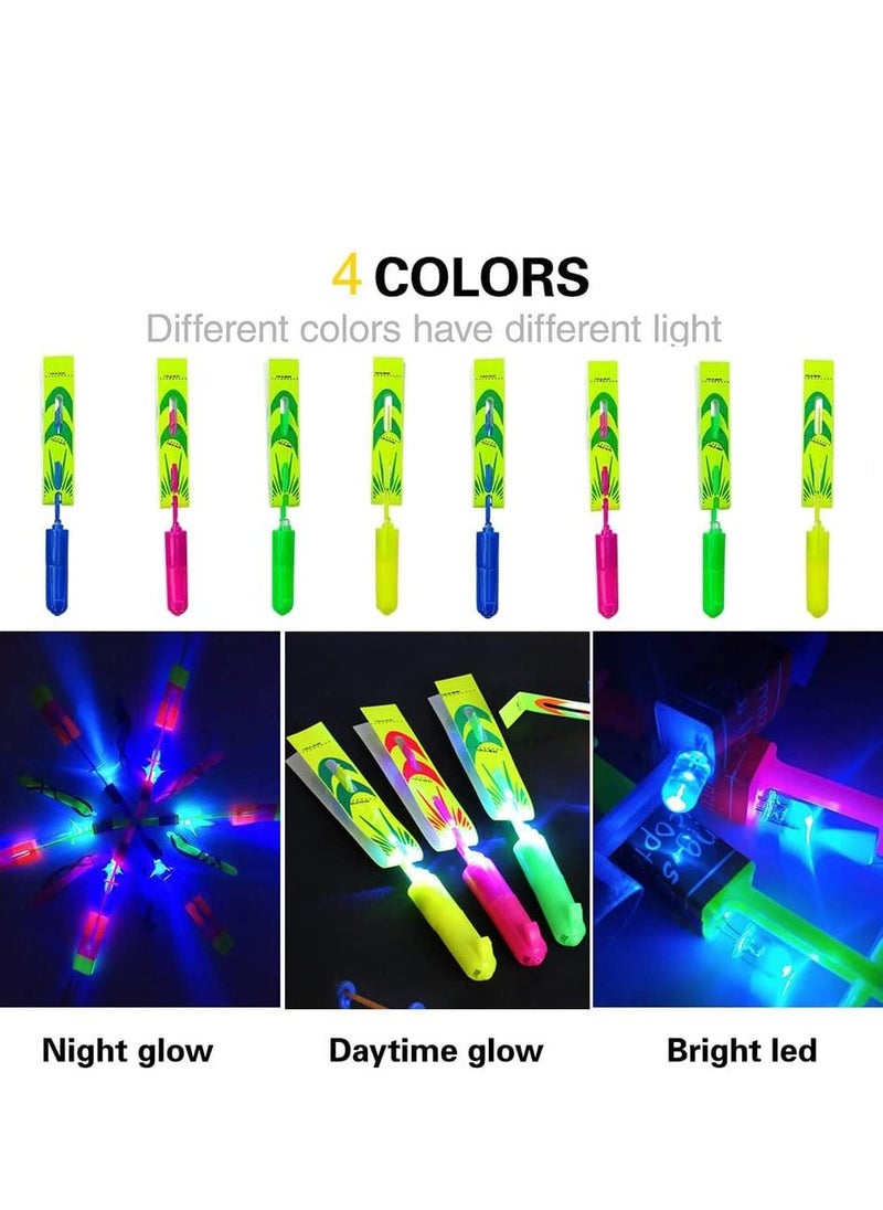 Generic - LED Slingshot Flying, 12 Arrow Helicopters +12 Launchers, Slingshot Magic Arrow Helicopter Light Up Supplies for Kids, Outdoor, Summer Party Toys(Random Colors) - Image 1