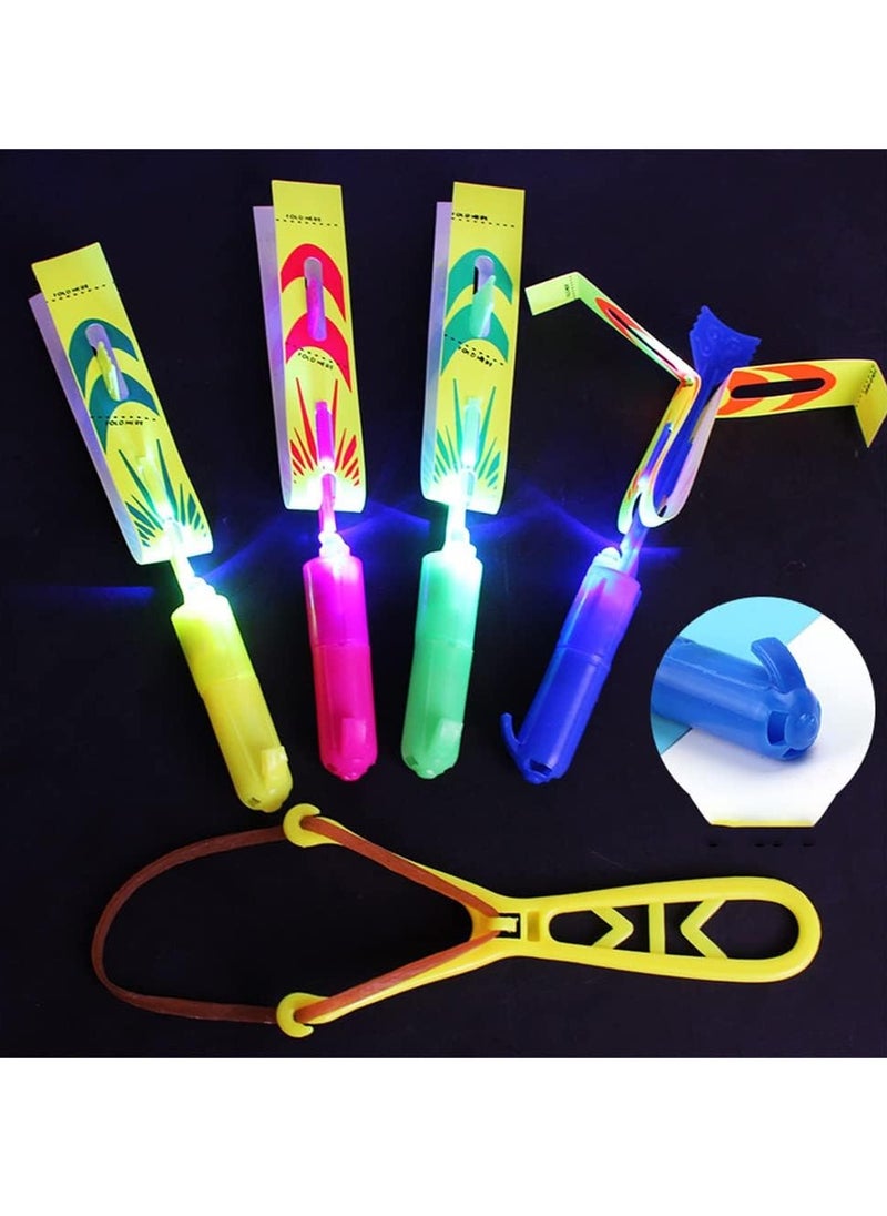 Generic - LED Slingshot Flying, 12 Arrow Helicopters +12 Launchers, Slingshot Magic Arrow Helicopter Light Up Supplies for Kids, Outdoor, Summer Party Toys(Random Colors) - Image 1