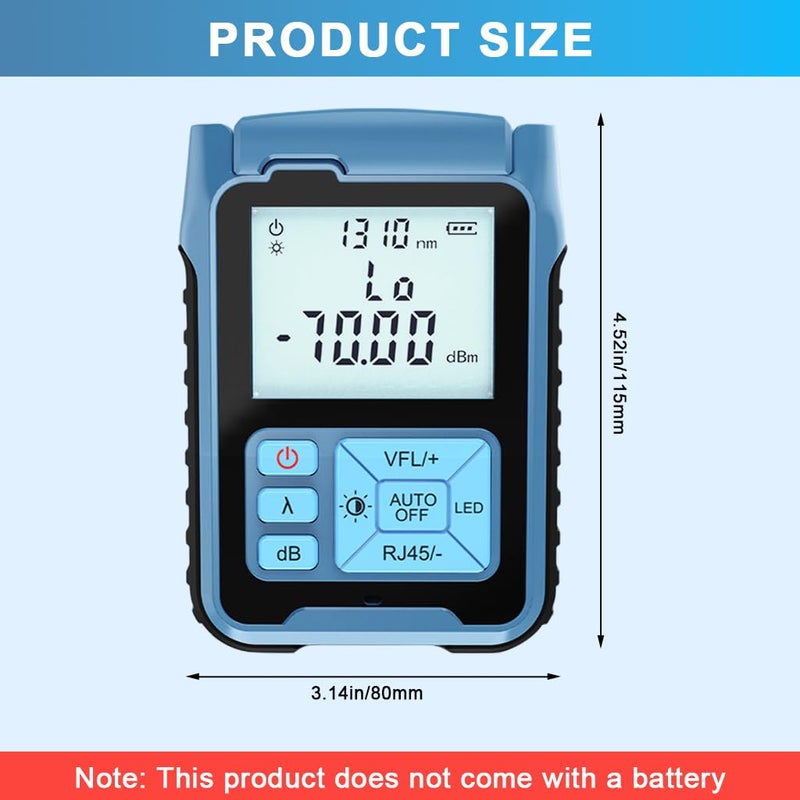 Serplex ® Optical Power Meter with LED Display High Precision -50~+10dBm Fiber Light Meter, Universal 2.5mm FC Interface, Supports 850-1625nm, Battery Operated (Battery Not Included) - Image 2