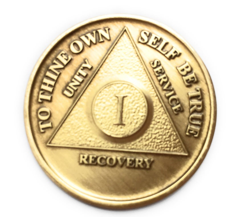 wendells 1 Year Bronze AA (Alcoholics Anonymous) Birthday - Anniversary Recovery Medallion/Coin/Chip Model: - Image 4