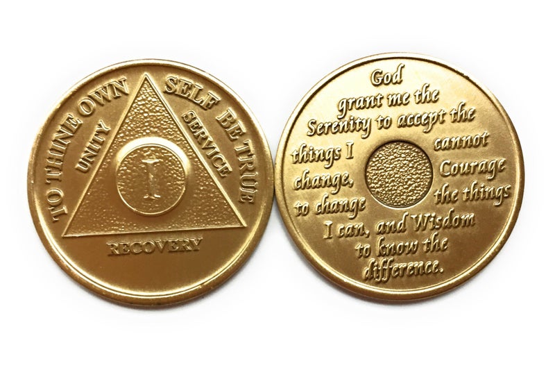 wendells 1 Year Bronze AA (Alcoholics Anonymous) Birthday - Anniversary Recovery Medallion/Coin/Chip Model: - Image 3