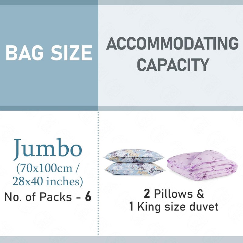 ABOUT SPACE Non Woven 6 Jumbo Vacuum Bags For Travel With Hand PumpAirtightReusable Space Saver Compression Storage Bags For PackingVaccine Sealer Bags With Ziplock For ComfortersBlanketJeansRed - Image 3