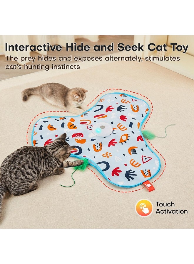 Potaroma Hide and Seek Cat Toys, in-The-Cover Unpredicatable Moving Feather, Interactive Kitten Wand Toy, Automatic Chargeable Cat Toy, Indoor Exercise Kicker for All Breeds, Floral Cover - Image 2
