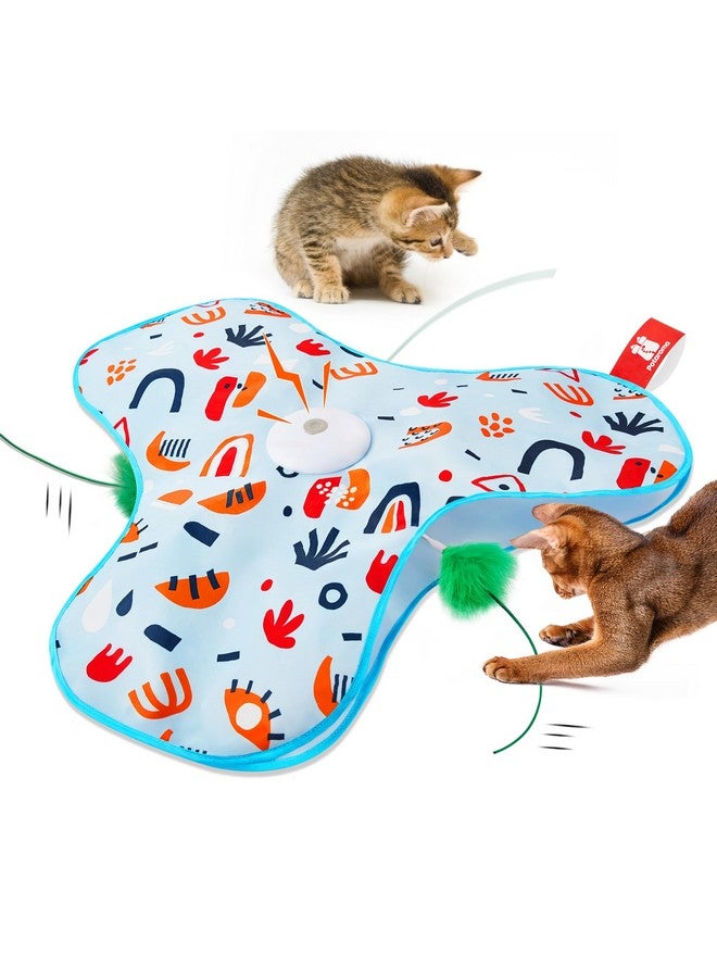 Potaroma Hide and Seek Cat Toys, in-The-Cover Unpredicatable Moving Feather, Interactive Kitten Wand Toy, Automatic Chargeable Cat Toy, Indoor Exercise Kicker for All Breeds, Floral Cover - Image 1