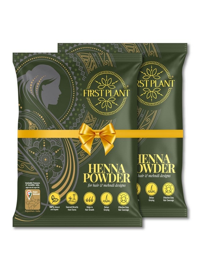 FIRST PLANT - Premium Rajasthani HENNA POWDER, 100% ORGANIC Henna with GI Tag for Hair Colour and Hair Care (2x75gm) - Image 1